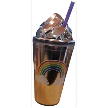 KUBEK PLASTIKOWY ZE SŁOMKĄ 450 ML