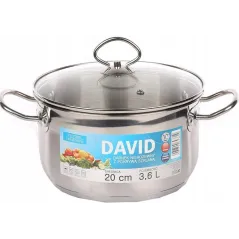 GARNEK ZE STALI NIERDZEWNEJ Z POKRYWKĄ 20 CM 3,6L ALTOMDESIGN DAVID INDUKCJA