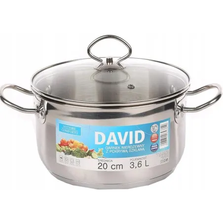 GARNEK ZE STALI NIERDZEWNEJ Z POKRYWKĄ 20 CM 3,6L ALTOMDESIGN DAVID INDUKCJA