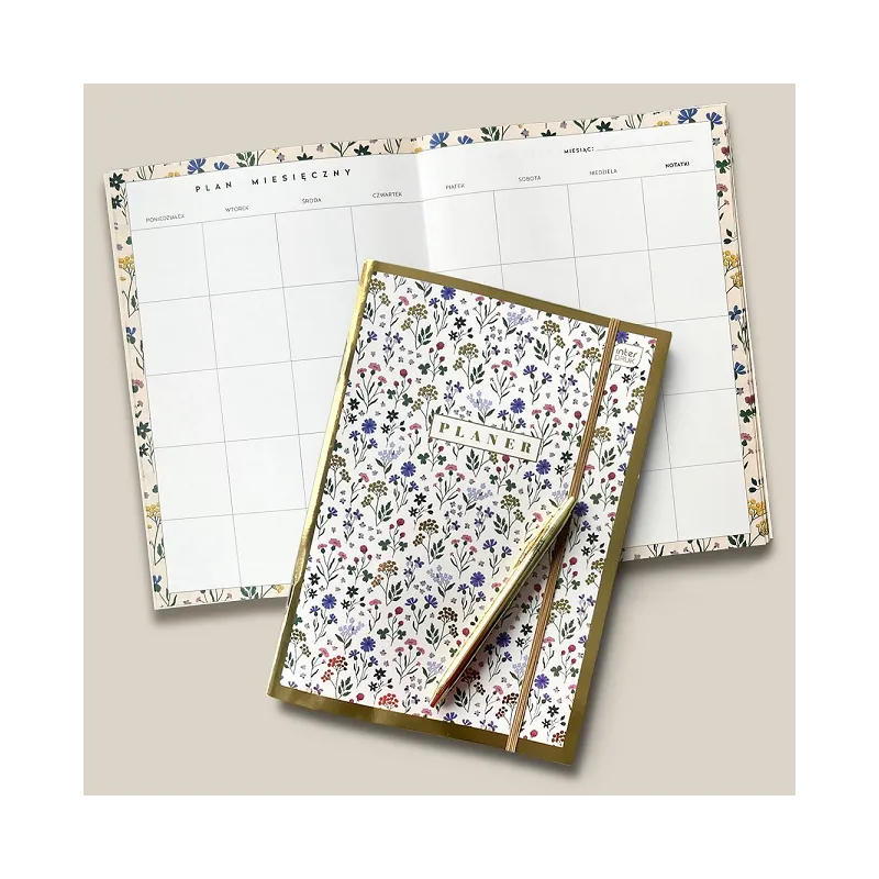 PLANER Z NOTESEM B5 METALLIC FLORAL