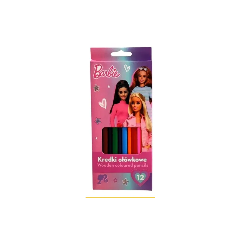 KREDKI OŁÓWKOWE TRÓJKĄTNE 12 KOLORÓW BARBIE