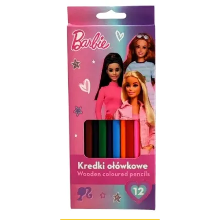 KREDKI OŁÓWKOWE TRÓJKĄTNE 12 KOLORÓW BARBIE