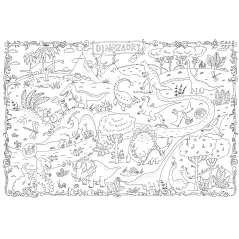 DINOZAURY KOLOROWANKA PODŁOGOWA XXL 120 X 80 CM - Monumi