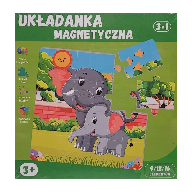 UKŁADANKA MAGNETYCZNA ZWIERZĘTA SAFARI 3W1 4+