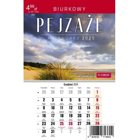Kalendarz Biurkowy A5 Pejzaże 2025 Kalendarz Biurkowy A5 Pejzaże 2025