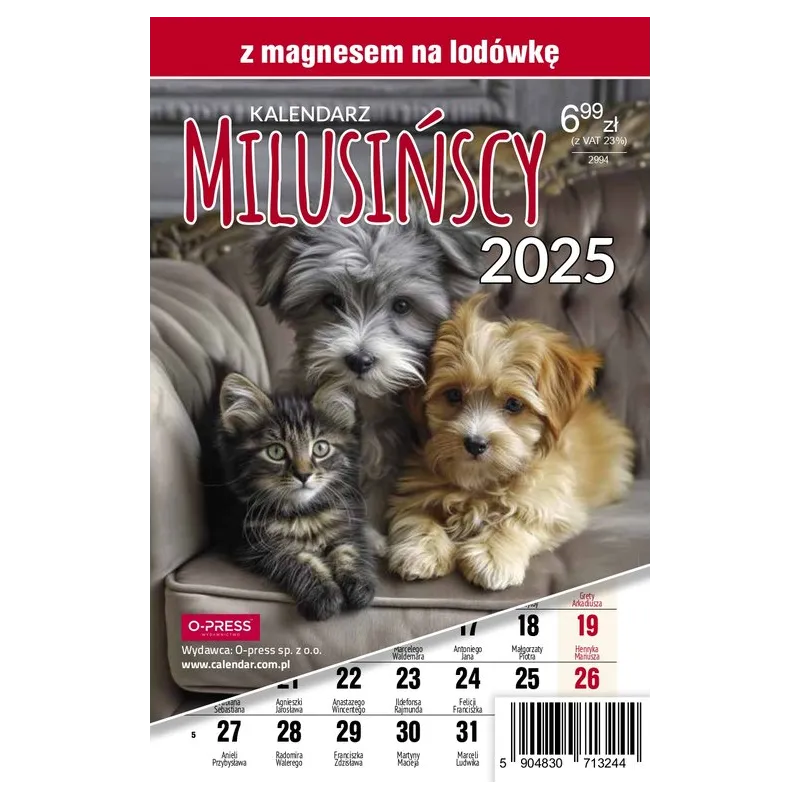 KALENDARZ Z MAGNESEM NA LODÓWKĘ MILUSIŃSCY 2025