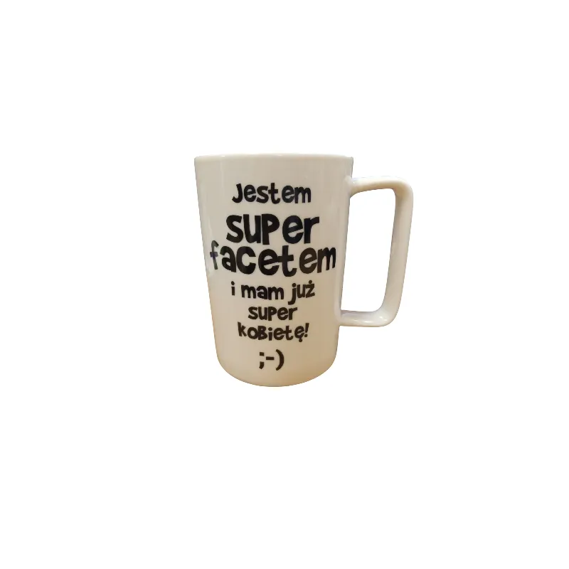 KUBEK Z NAPISEM JESTEM SUPER FACETEM I MAM JUŻ SUPER KOBIETĘ!