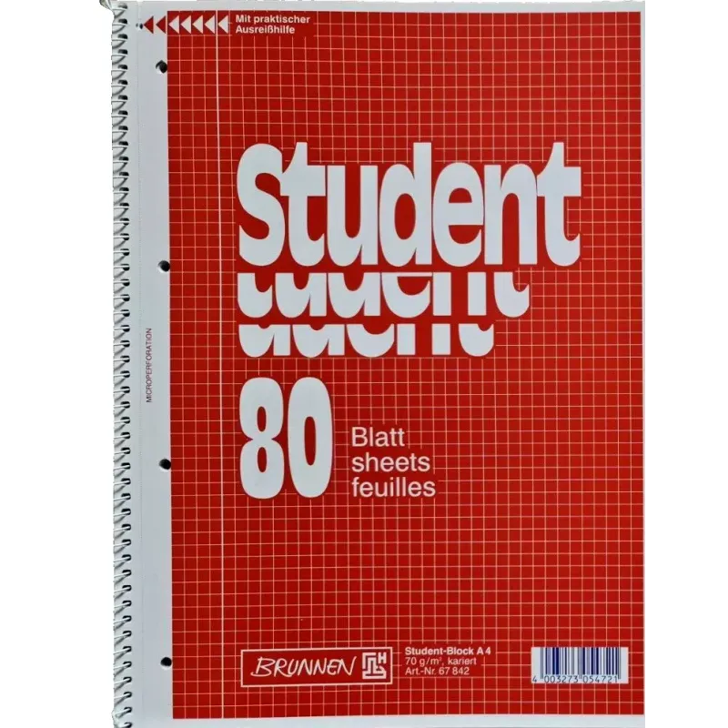 KOŁONOTATNIK W KRATKĘ 80 KARTEK A4