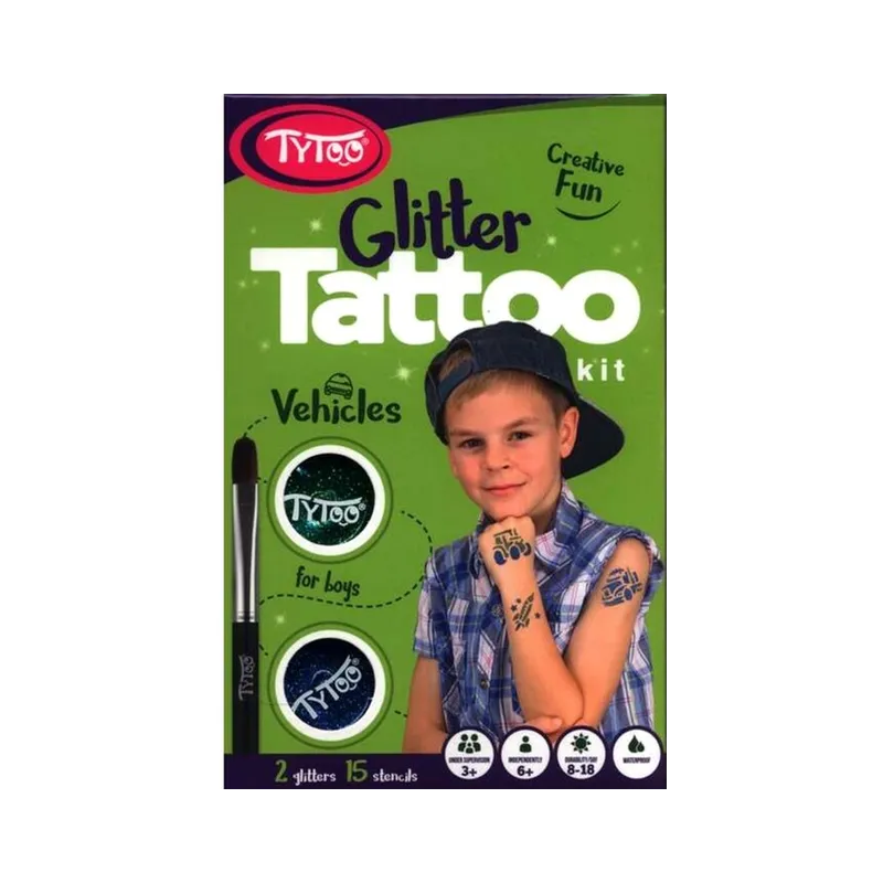 ZESTAW BROKATOWYCH TATUAŻY POJAZDY TYTOO 3+