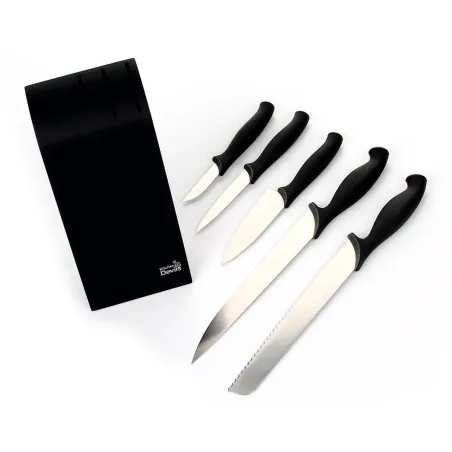 ZESTAW 5 NOŻY W CZARNYM BLOKU FISKARS KITCHEN DEVILS