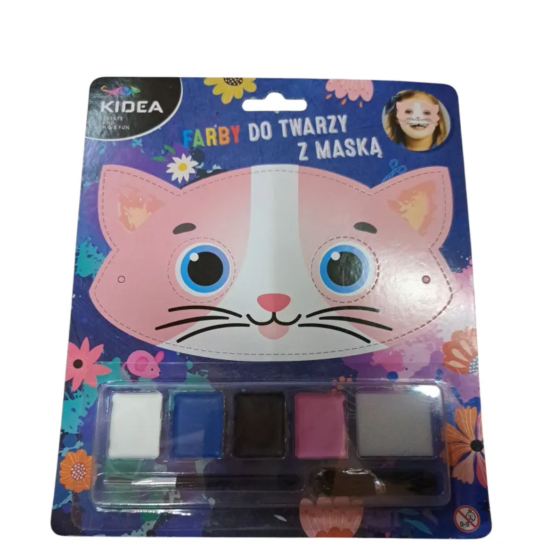 FARBY DO TWARZY Z MASKĄ KOTEK KIDEA 6+