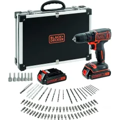 WIERTARKO-WKRĘTARKA AKUMULATOROWA BLACK&DECKER, ZESTAW 80 AKCESORIÓW W WALIZCE