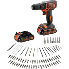 Wiertarko-Wkrętarka Akumulatorowa Black&Decker, Zestaw 80 Akcesoriów W Walizce