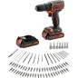 Wiertarko-Wkrętarka Akumulatorowa Black&Decker, Zestaw 80 Akcesoriów W Walizce Wiertarko-Wkrętarka Akumulatorowa Black&Decker, Zestaw 80 Akcesoriów W Walizce