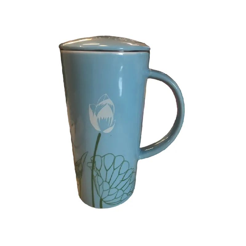 KUBEK CERAMICZNY Z ZAPARZACZEM NIEBIESKI 400 ML II GATUNEK
