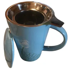 Kubek Ceramiczny Z Zaparzaczem Niebieski 400 Ml Ii Gatunek