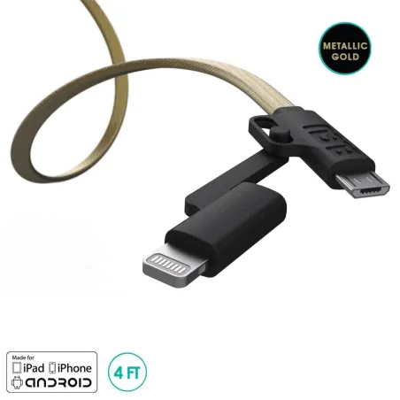 KABEL USB/MICROUSB/LIGHTNING 2 W 1 1.2M - ZŁOTY