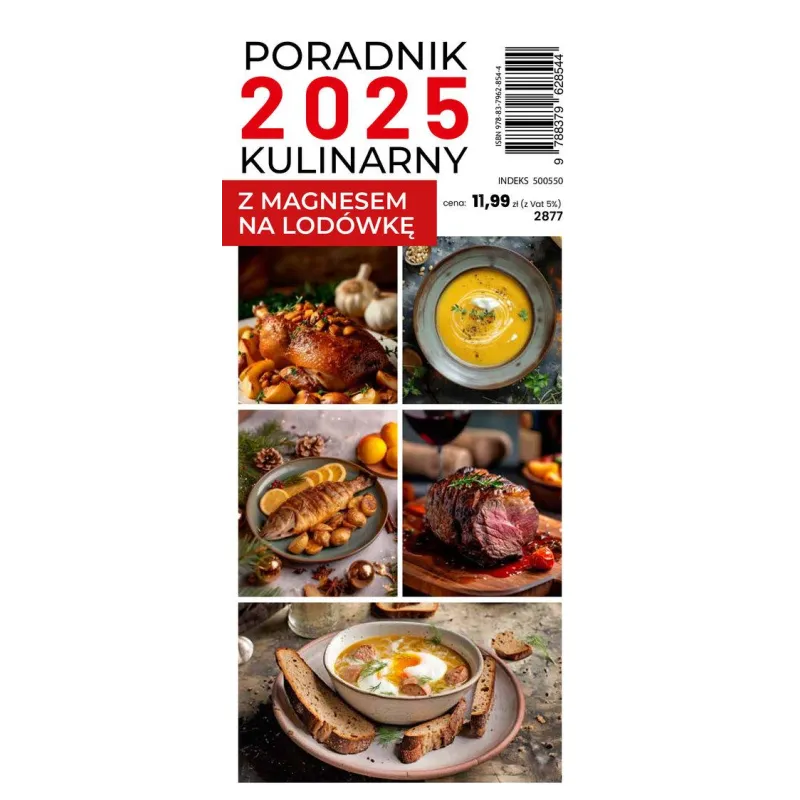 KALENDARZ TYGODNIOWY KULINARNY Z MAGNESEM NA LODÓWKĘ 2025