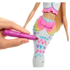 LALKA BARBIE DREAMTOPIA SYRENKA KOLOROWA MAGIA + FLAMASTRY CRAYOLA 3+