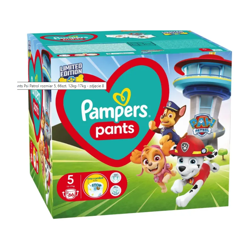 PIELUCHOMAJTKI PAMPERS BABY DRY PANTS ROZMIAR 5 PSI PATROL 66SZT 12-17KG