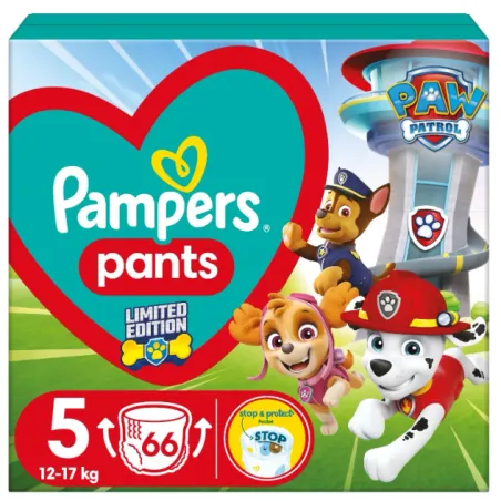 Pieluchomajtki Pampers Baby Dry Pants Rozmiar 5 Psi Patrol 66Szt 12-17Kg