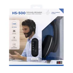 SŁUCHAWKI Z MIKROFONEM USB MULTIMEDIALNY ZESTAW SŁUCHAWKOWY TNB HS-500