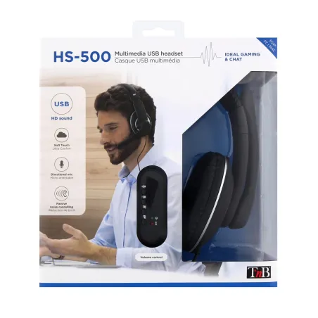 SŁUCHAWKI Z MIKROFONEM USB MULTIMEDIALNY ZESTAW SŁUCHAWKOWY TNB HS-500