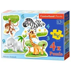 ZWIERZĘTA AFRYKAŃSKIE PUZZLE 4W1 CASTORLAND 3+