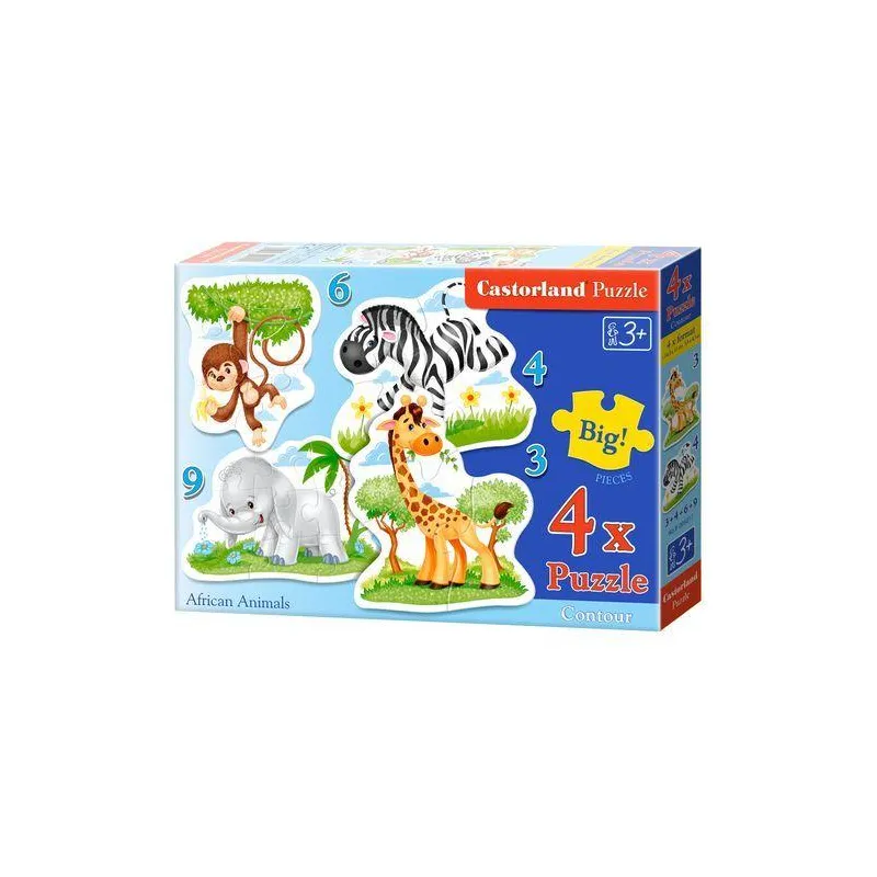 ZWIERZĘTA AFRYKAŃSKIE PUZZLE 4W1 CASTORLAND 3+