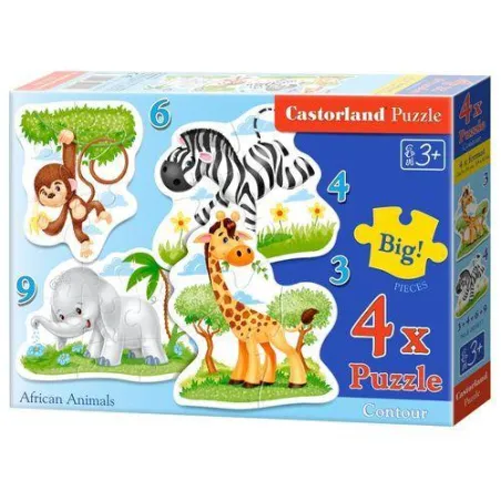 ZWIERZĘTA AFRYKAŃSKIE PUZZLE 4W1 CASTORLAND 3+