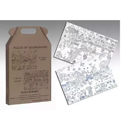 PUZZLE DO KOLOROWANIA DWUSTRONNE WIEŚ/MIASTO 4+