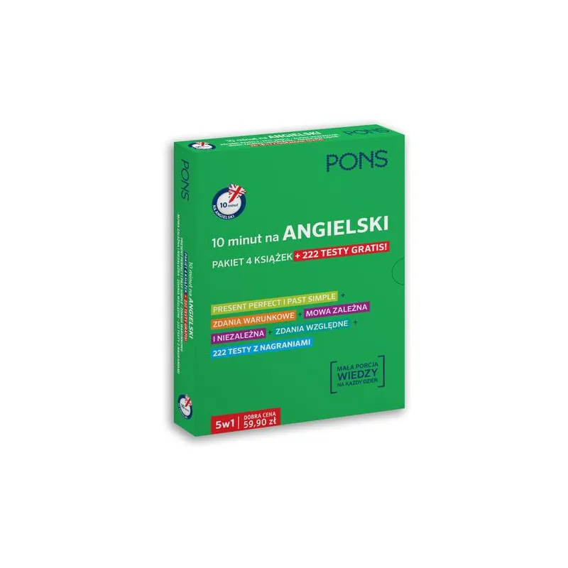 10 minut na angielski Pakiet 4 książek  222 testy GRATIS PONS