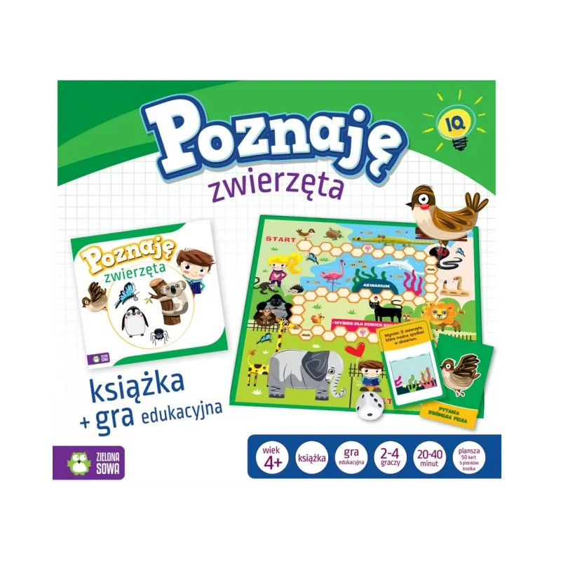 POZNAJĘ ZWIERZĘTA GRA EDUKACYJNA + KSIĄŻKA 4+