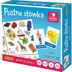 PSOTNE SŁÓWKA GŁOSKI SZUMIĄCE ZABAWY LOGOPETYCZNE ADAMIGO 5+