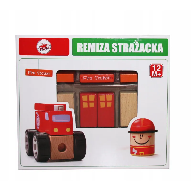 STRAŻ POŻARNA DREWNIANA UKŁADANKA BRIMAREX 12M+