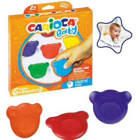 Kredki Świecowe Misiaki 6 Kolorów Carioca Baby Kredki Świecowe Misiaki 6 Kolorów Carioca Baby