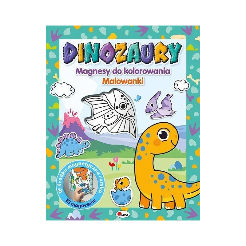 DINOZAURY. KOLOROWANKI Z MAGNESAMI DO KOLOROWANIA