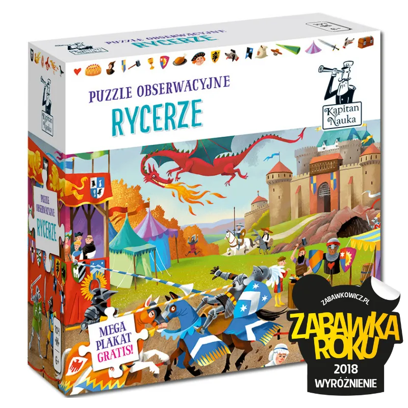 Puzzle 104 obserwacyjne Rycerze  plakat XXL Kapitan Nauka
