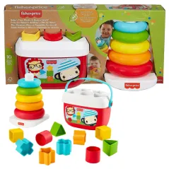 SORTER Z KLOCKAMI + PIRAMIDKA FISHER-PRICE 6M+