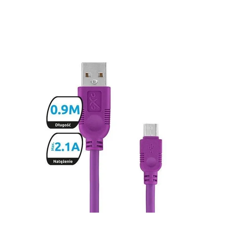 KABEL USB 2.0 EXC WHIPPY USB-A DO MICRO USB 5-PIN 0,9 M – FIOLETOWY