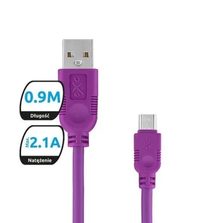 Kabel Usb 2.0 Exc Whippy Usb-A Do Micro Usb 5-Pin 0,9 M – Fioletowy Kabel Usb 2.0 Exc Whippy Usb-A Do Micro Usb 5-Pin 0,9 M – Fioletowy