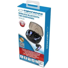 SŁUCHAWKI BEZPRZEWODOWE BLUETOOTH TWS ESPERANZA XENON – DOUSZNE, Z ETUI ŁADUJĄCYM