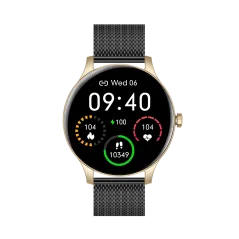 SMARTWATCH GARETT CLASSY – ZŁOTO-CZARNY, STALOWY, ELEGANCKI ZEGAREK DAMSKI Z FUNKCJAMI ZDROWOTNYMI I SPORTOWYMI