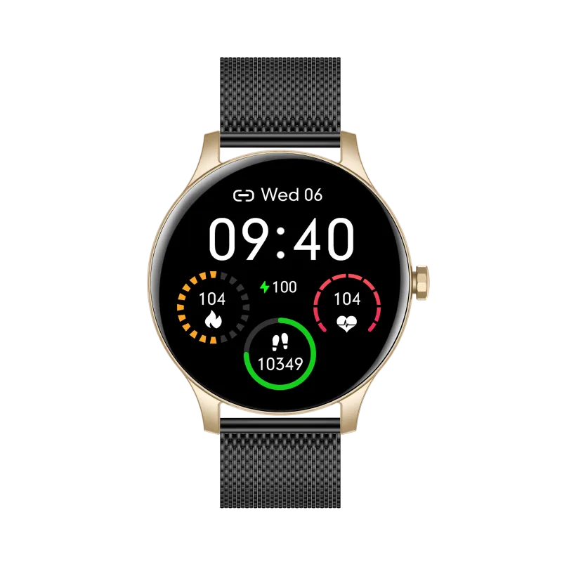 SMARTWATCH GARETT CLASSY – ZŁOTO-CZARNY, STALOWY, ELEGANCKI ZEGAREK DAMSKI Z FUNKCJAMI ZDROWOTNYMI I SPORTOWYMI