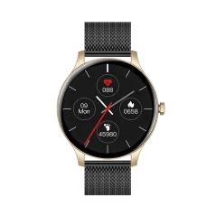 SMARTWATCH GARETT CLASSY – ZŁOTO-CZARNY, STALOWY, ELEGANCKI ZEGAREK DAMSKI Z FUNKCJAMI ZDROWOTNYMI I SPORTOWYMI