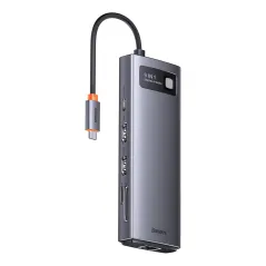 Stacja Dokująca Usb-C 9W1 Baseus Metal Gleam Series – Hdmi X2, Usb 3.2, Pd, Rj-45, Czytnik Kart, Szara