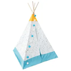 NAMIOT TIPI DLA DZIECI SMIKI STRACCIATELLA 120 X 160 CM – ŻÓŁTO-NIEBIESKI, MATERIAŁOWY, ZABAWKA DO POKOJU I OGRODU 3+