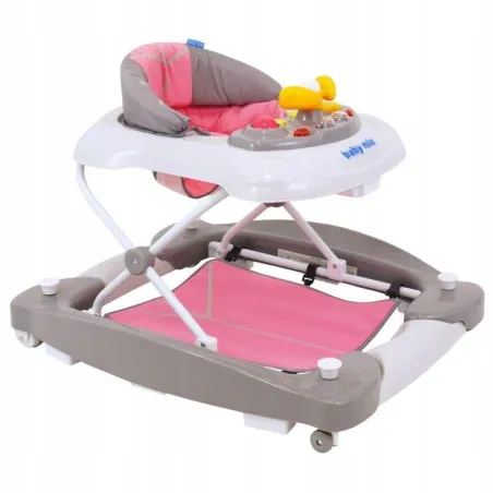 INTERAKTYWNY CHODZIK Z HUŚTAWKĄ 2W1 BABY MIX RÓŻOWY –  REGULOWANY, PANEL MUZYCZNY 6M+