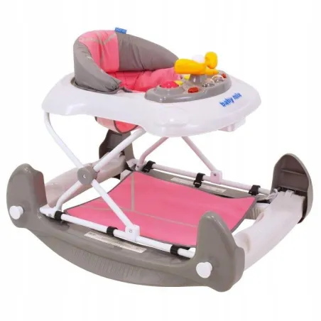 Interaktywny Chodzik Z Huśtawką 2W1 Baby Mix Różowy –  Regulowany, Panel Muzyczny 6M+
