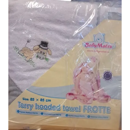 RĘCZNIK Z KAPTURKIEM FROTTE 85 X 85 CM BABYMATEX